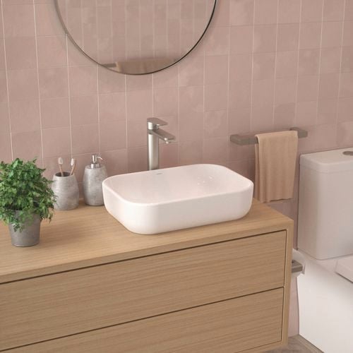 Caroma - Gallery - Luna® Above-Counter Basin with Brushed Nickel Luna® Tower Mixer - Brand Page