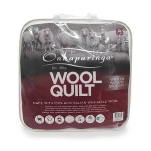 Onkaparinga 100% Wool Quilt Winter Weight Cover 500GSM Doona Queen