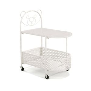 Costway 2-tier Rolling Side Table Round End Table Storage Cart - White