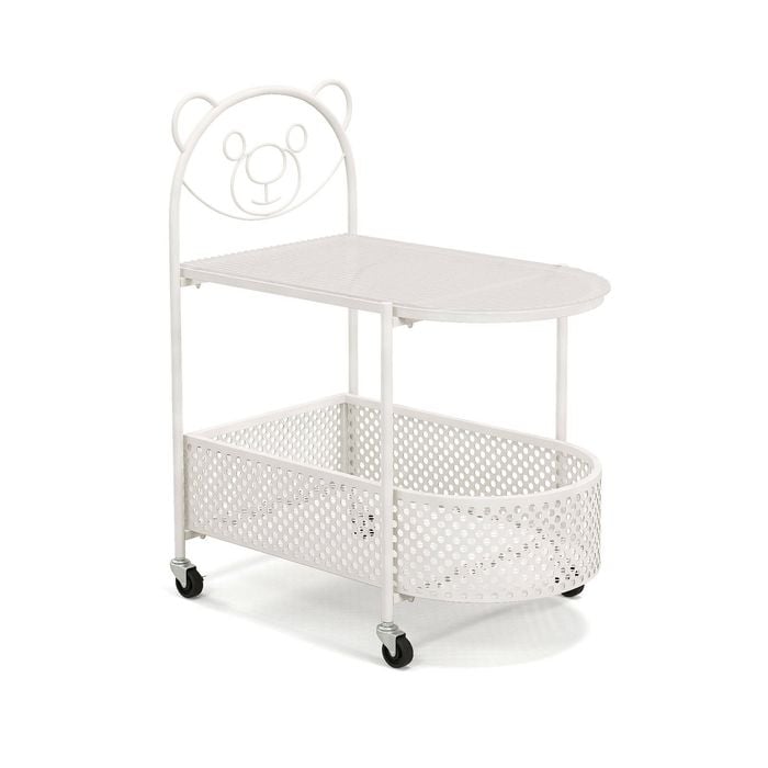 Costway 2-tier Rolling Side Table Round End Table Storage Cart - White