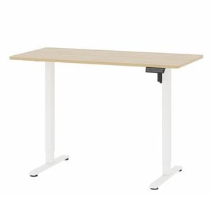 120 Cm Electric Standing Desk with 3 Height Memory Presets White Frame+oak Desktop