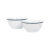 Argon Tableware Enamel Mixing Bowl Set - Green Rim - 2 Piece Large Enamelware Metal Nesting Kitchen Mixing Bowls - 1.6l & 1.1l