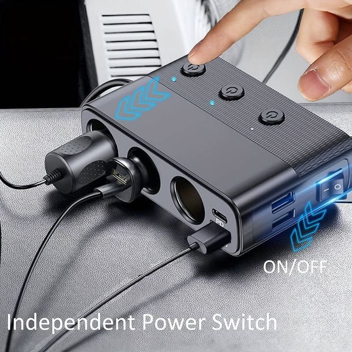 cigarette plug bunnings 7 in 1 Camper Charger Adapter Cigarette Lighter Plug Splitter Independent  Switches