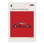 Mid Century Style Cars - Ferrari Testarossa Red A1 Poster Print