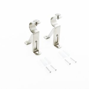 Windoware 25mm Chrome Adjustable Curtain Rod Bracket - 2 Pack
