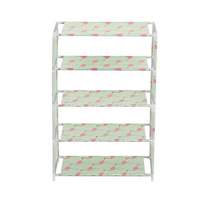 Lifebay Simplify your life with this Non-Woven Dustproof Shoe Rack - Green, 5-Tiers