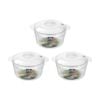 3x Lemon And Lime Crystal Vista Lidded Food Storage Bowl/container 3.8l