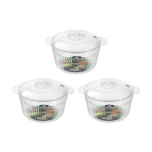 3x Lemon And Lime Crystal Vista Lidded Food Storage Bowl/container 3.8l
