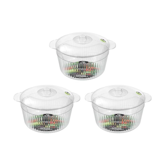3x Lemon And Lime Crystal Vista Lidded Food Storage Bowl/container 3.8l