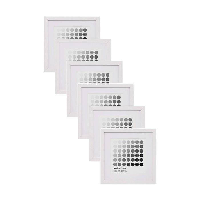 6PK Braz Venice Image Photo Document Display Frame 20x20cm White
