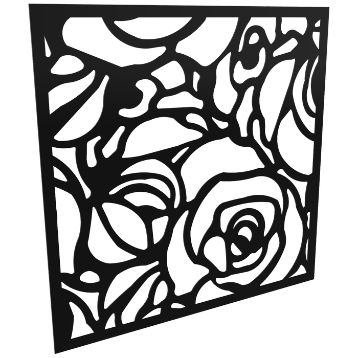 ProtectorAl 300-1200 x 300-1200mm Satin Black / Gloss Black Roses Unframed Composite Deco Panel