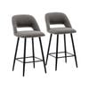 Faro Bar Stool (Set of 2) - Grey Boucle Fabric Black Legs