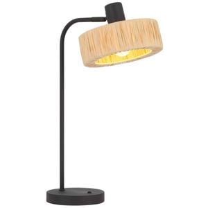Telbix Katrin Industrial Table Desk Lamp Light Metal Raffia Black Natural Matte Natural