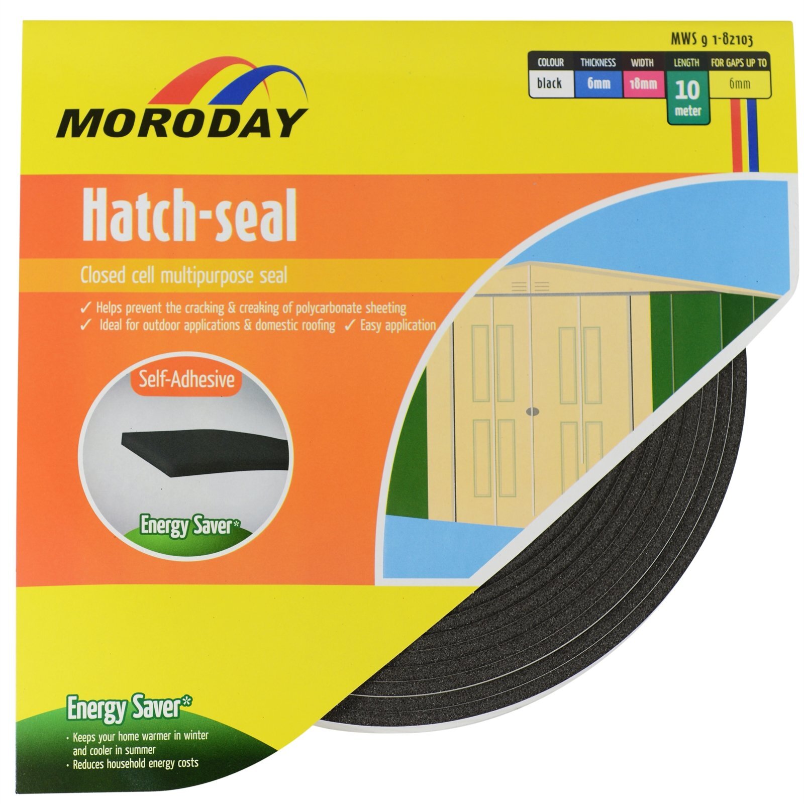 Moroday Hatch Seal Foam 6x18mmx10m Black
