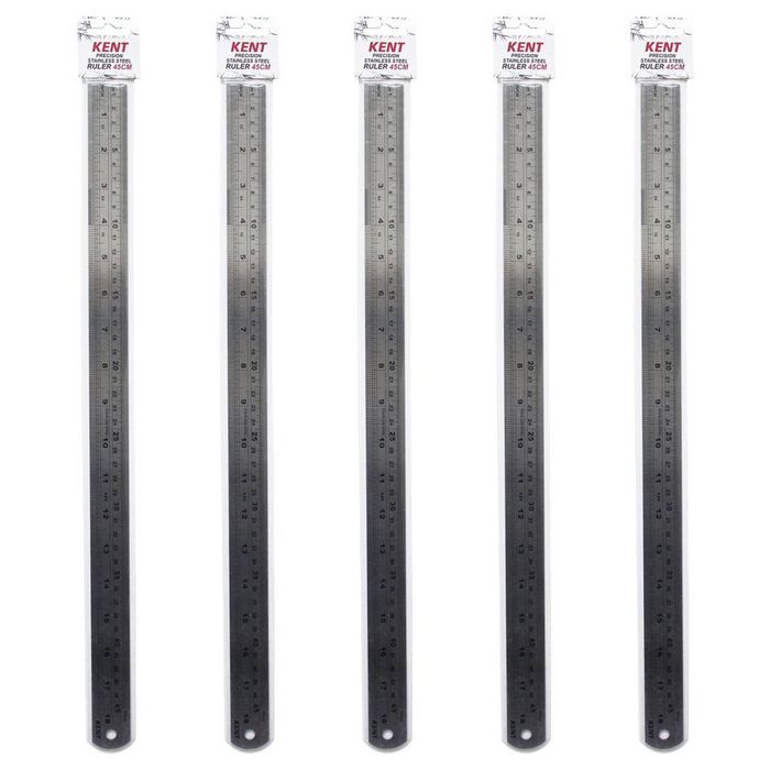 5x Kent Steel Ruler 450mm Imp/met Home/school Technical Drawing/graphic Design