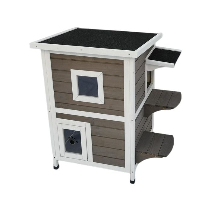 Yes4pets 2 Story Cat Shelter Condo With Escape Door Rainproof Kitty House