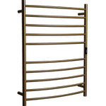 Hotwire 130W 900 x 700mm Gold 10 Bar Curved Round Heated Towel Rail with Timer