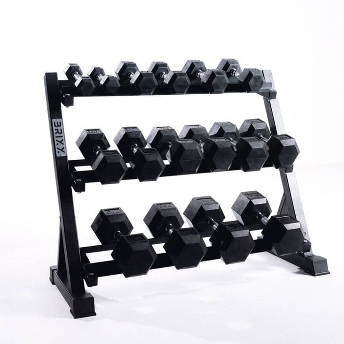 Brixx 2.5kg - 20kg Hex Dumbbell & Rack Set | 8 Pairs - 180kg Package