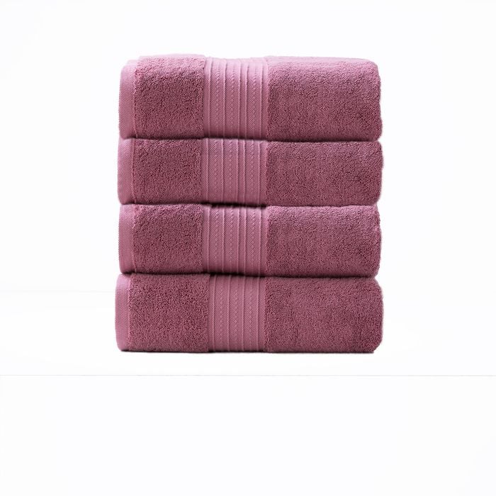 4pc Renee Taylor Brentwood 650gsm Low Twist Bath Towel Rosebud