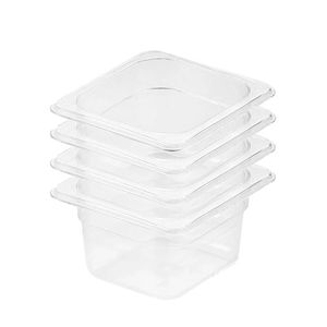 SOGA 1/6 GN Polycarbonate Food Pan 100mm Clear 4 Pack