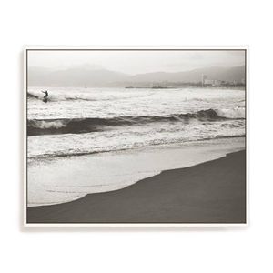 Artey | BW Surfer 2 - Framed Canvas - White Frame - 100 x 125cm