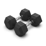 2 Pack of 12.5kg Dumbell Hex Rubber Coat Iron Dumbells Total 25kg