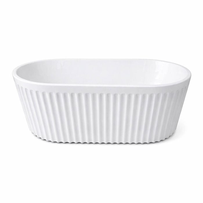 Amelie Deauville 1500mm Gloss White Fluted Freestanding Bath