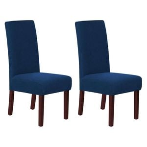 Smarcute Jacquard Stretch Removable Dining Chair Cover Set Of 2 Navy