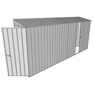 Build-a-Shed 0.8 x 4.5 x 2m Skillion Single Hinged Door Shed with Single Sliding Side Door - Zinc