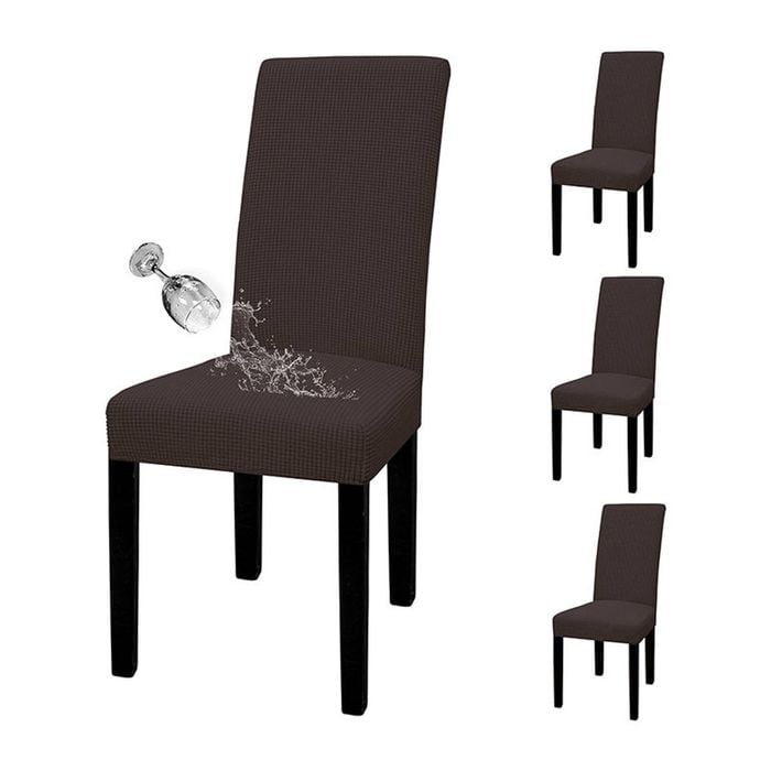 Catzon 4 Pcs Dining Chair Covers Waterproof Stretch-DarkCoffee