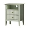 Oikiture Bedside Table Nightstand 2 Drawer with Shelf Green
