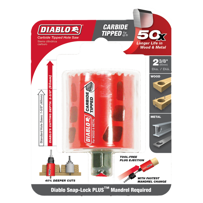  Diablo 60mm Carbide-Tipped Wood And Metal Hole Saw