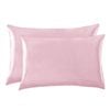 Catzon 2 Pcs Luxury Silky Satin Pillowcases with Zipper for Hair and Skin 50X66cm-Pink