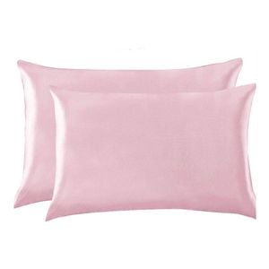 Catzon 2 Pcs Luxury Silky Satin Pillowcases with Zipper for Hair and Skin 50X66cm-Pink