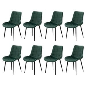 Familand Dining Chairs Set of 8 Padded Seat Kitchen Living Room Chair Velvet in Green