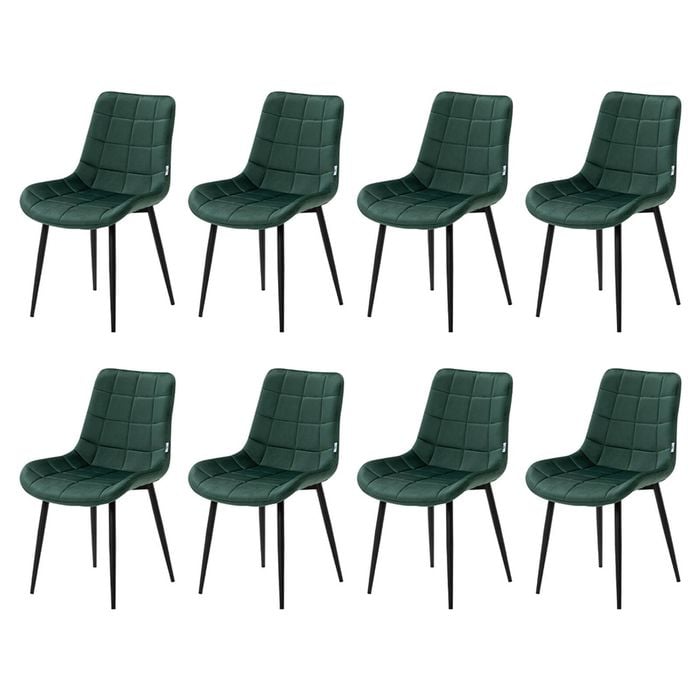Familand Dining Chairs Set of 8 Padded Seat Kitchen Living Room Chair Velvet in Green