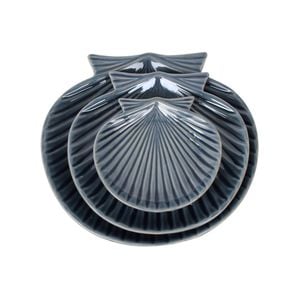3pc Maine & Crawford Holly Ceramic Shell Plate Set - Blue