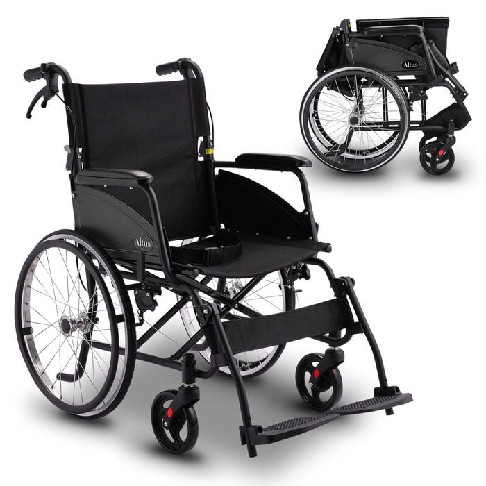 Altus 20 Inch Self-Propelled Folding Wheelchair – Black - Black | Wheelchair
