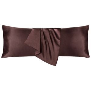 LINENOVA 2pcs Luxury Silk Satin Pillow Cases Pillowcase Cushion Covers - Body,Chocolate
