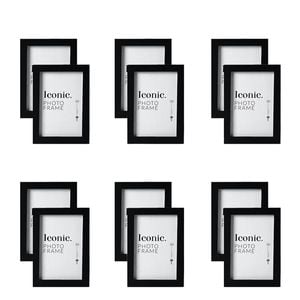 12PK Unigift 10x15cm Iconic MDF Glass Photo Frame - Black