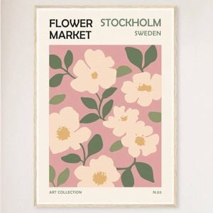 Galrie Stunning Flower Market Art Print from Stockholm, Wood Frame, 50 x 70cm (20 x 28inch)