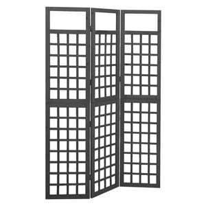 vidaXL Solid Fir Wood 3-Panel Room Divider/Trellis Black 121 cm Privacy Screen