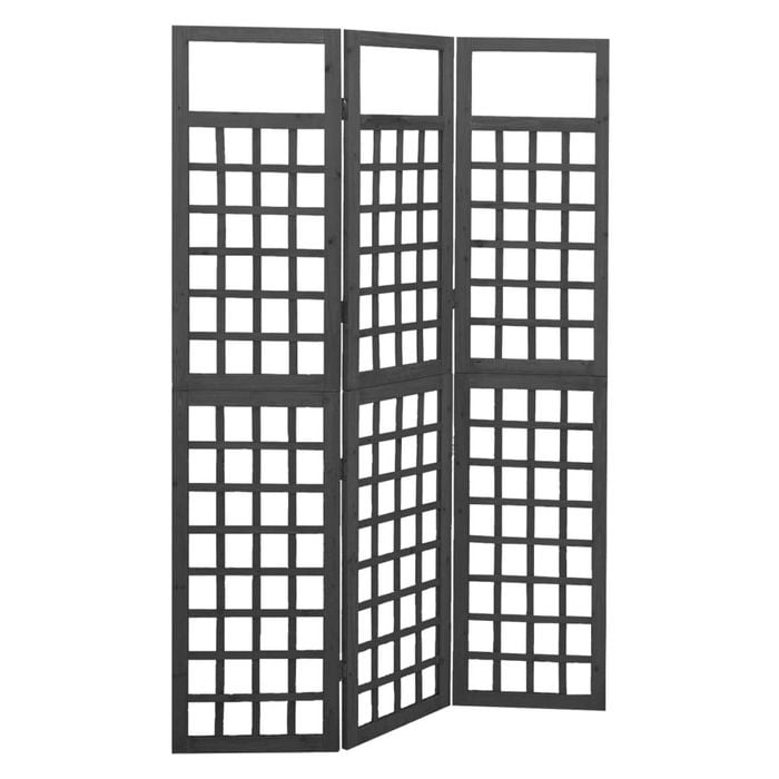 vidaXL Solid Fir Wood 3-Panel Room Divider/Trellis Black 121 cm Privacy Screen