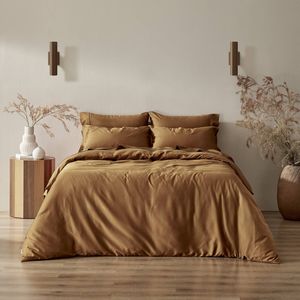 Serene 400TC Bamboo Cotton Sateen Quilt Cover Set Rust - Double Bed