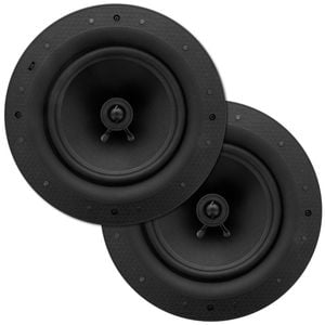 Pair of 8 Inch Ultra Discreet In-Ceiling Edgeless Frameless Speakers 80W RMS