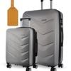 2pc Pierre Cardin Hard-Shell Medium Suitcase & Cabin Set w/Luggage Tag Silver