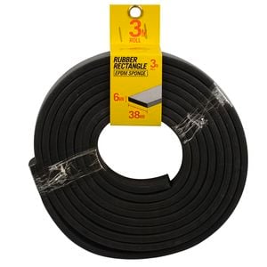 Moroday 6mm x 38mm x 3m Rubber Rectangle Black