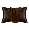 Catzon 2 Pcs Luxury Silky Satin Pillowcases with Zipper for Hair and Skin 50X75cm-Coffee