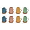 2x 4pc Coffee Culture Ceramic Matte Colour 320ml Coffee & Tea Mug w/ Coasters
