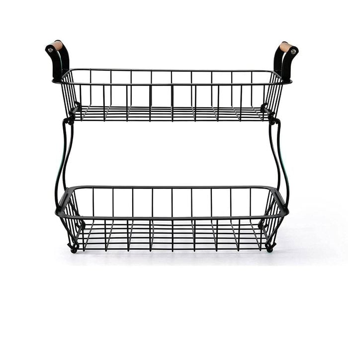 2 Tier Countertop Fruit Basket Kitchen Vegetable Bowl Stand Storage Holder Veggies Bread